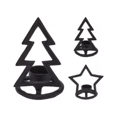 Свеча Holland 34389 Подсвечник металлический Звезда, елка 15x10сm, черный