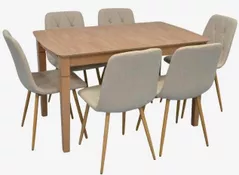 Комплект стол и стулья Evelin di Costacurta стол HV-27V Light Brown + 6 стульев YTC-080Wo, BJORN-24 (Light beige)