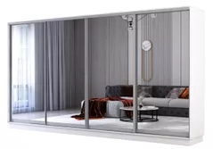 Шкаф Mobildor-Lux Fox uși glisante din oglinzi (370x60x220H cm) Alb