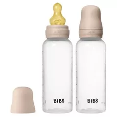 Поильник BIBS 5117244 Set 2 biberoane din plastic Blush cu tetina din latex flux mediu, 270ml