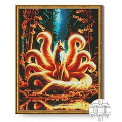 Картина по номерам Art Gallery QB206518 Mozaic cu diamante patrate 40x50cm Vulpea cu noua cozi