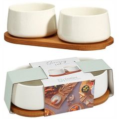 Veselă Excellent Houseware 57474 Set pentru aperitiv 3unitati, suport din lemn 22x11cm (în asort.)