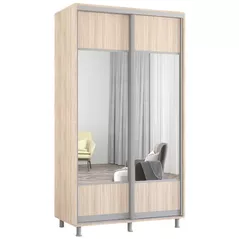 Шкаф Mobildor-Lux Aron-S uși glisante din PAL cu oglindă (K1) orizontal (100x60x220H cm) Sonoma