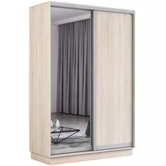 Dulap Mobildor-Lux Fox uși glisante din oglindă și PAL (130x60x230H cm) Sonoma