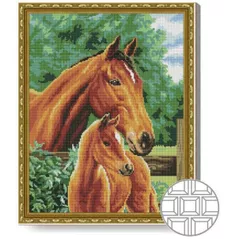 Tablou pe numere Art Gallery QB200005 Mozaic cu diamante patrate 40x50cm Cal cu manz