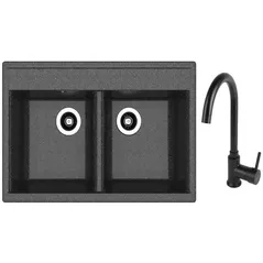 Chiuvetă bucătărie cu bateria Dr.Gans Astra 780 + SanDonna F 7073 negru