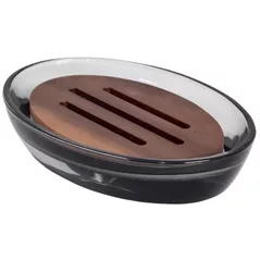 Săpunieră Bisk 08399 din sticla FIGO gri-Inchis