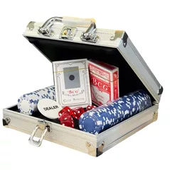 Joc educativ de masă miscellaneous 1264 Joc de masa Poker 2410-1966 intr-o valiza (100 fise)