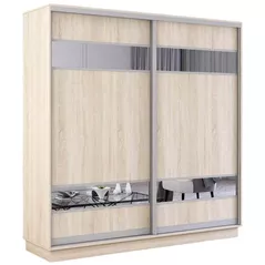 Шкаф Mobildor-Lux Раздвижные двери Fox из ДСП с зеркальными элементами (190x60x200 см, высота) Sonoma