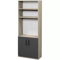 Dulap de birou Tisam Dulap semi-închis cu rafturi, 800x370x2110 mm, Fag Artisan/Gri Grafit (7802)
