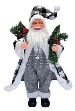 Decor de Crăciun și Anul Nou Promstore 02519 Mos Crăciun, 45cm, Nordic Style cu crengi de brad