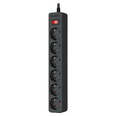 Filtru electric Sven SF-06E, 6 Sockets, Children protection, Non-Flammable, 5.0m, Black