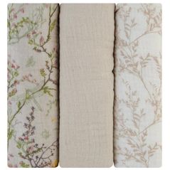Accesoriu pentru înfășat Kikka Boo 31103010107 Pelinci de muselina Secret Garden Beige, 75x75cm, 3buc