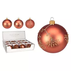 Новогодний декор Promstore 51109 Шар елочный стеклянный 80mm Соцветия и листья