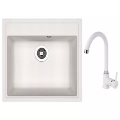 Мойка кухонная со смесителем Dr.Gans Nika 570 + SanDonna F 7073 alb