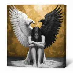 Tablou pe numere Ideyka KHO5153 40x40cm Eco, Doua laturi ale sufletului cu vopsele metalice