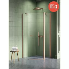 Cabină de duș New Trendy New Soleo Copper Brushed pentagonal 90x90x195 Hinged 6mm Active Shiel K-1701