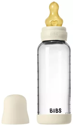 Поильник BIBS 5020216 Biberon din sticla anticolici Ivory cu tetina din latex 3+ luni, 240ml