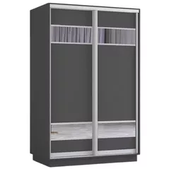 Шкаф Mobildor-Lux Fox uși glisante din PAL cu elemente din oglindă (140x60x200H cm) Anthracite