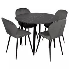 Комплект стол и стулья Evelin di Costacurta стол DT-402-6B + 4 стула YTC-064B Dark grey
