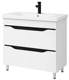 Dulap pentru lavoar Mashtab 11964 Print cu 2 sertare 80cm Alb (cu plancuta neagra)