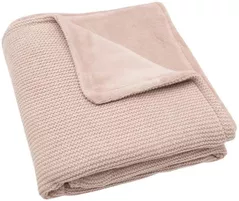 Lenjerie de pat pentru copii Jollein 517-511-67068 Paturica Basic Knit Wild Rose/Fleece, 75x100cm