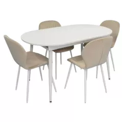 Комплект стол и стулья Evelin di Costacurta стол DT-533R Wh + 4 стула YTC-064Wh UF910-01 (Light beige)