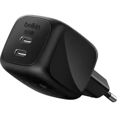 Încărcător cu fir Belkin WCH019KQBK 50w Dual USB-C PD wall Charger with PPS, Black