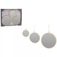 Зеркало H&S 46791 Набор из 3 настенных зеркал: D12 см, D15 см, D17 см, золотая рама