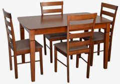 Комплект стол и стулья Evelin di Costacurta стол HV-27V Burnish Oak + 4 стула GLORIA Burnish Oak/Ekea12 Dark Brown