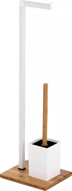 Аксессуар для туалета Bisk 07619 Suport stationar p/u prosoape cu perie WC patrata (alb)