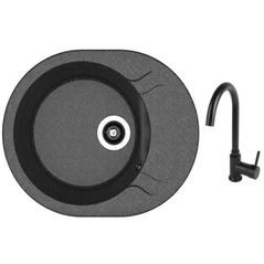 Chiuvetă bucătărie cu bateria Dr.Gans Berta 580 + SanDonna F 7073 negru