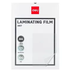 Плёнка для ламинирования Deli DLE3817, A4, 125мkм, 100 листов