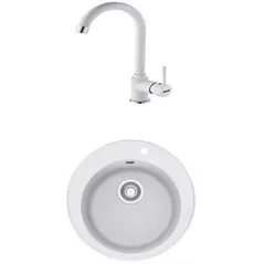 Мойка кухонная со смесителем Franke 114.0633.745 ROG 610 + Pola 1.0 Alb