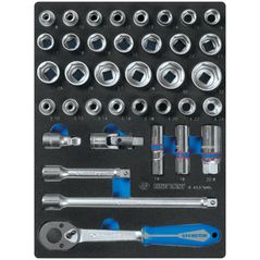 Set de unelte de mână King Tony 9-4537MRV Set chei tubulare de 1/2" cu accesorii 37 buc. (SPUMA)
