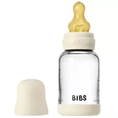 Поильник BIBS 5019216 Biberon din sticla anticolici Ivory cu tetina din latex 0+ luni, 120ml