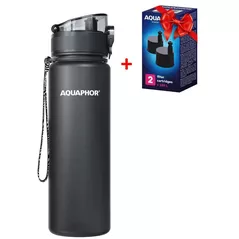 Бутылочка для воды Aquaphor Set City classic black 500ml + cartus City 2buc