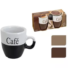 Cană Excellent Houseware 08555 Набор чашек кофейных 2шт 150ml Cafe двухцветны