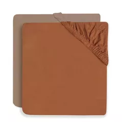 Lenjerie de pat pentru copii Jollein 2511-507-00155 Cearsaf cu elastic Jersey Caramel/Biscuit, 120x60cm, 2buc