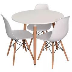 Комплект стол и стулья Evelin di Costacurta стол DT-404-1WO + 3 стула LC-021 White plastic