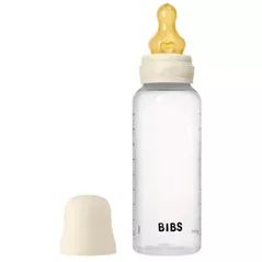 Cană cu pai BIBS 5017216 Biberon din plastic anticolici Ivory cu tetina din latex 3+ luni, 270 ml