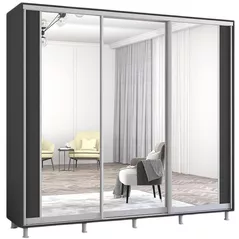 Шкаф Mobildor-Lux Aron uși glisante din PAL cu oglindă vertical (250x60x220H cm) Anthracite