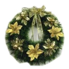 Decor de Crăciun și Anul Nou Promstore 35428 Coronita de Revelion D50cm verde, cu panglica aurie