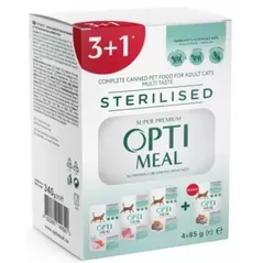 Hrană pentru animale de companie Optimeal 24231132 pouch Super Premium pentru pisici sterilizate, sortiment, 3+1/85 g (8 buc. în cutie)