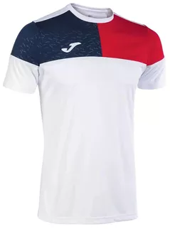 Одежда для спорта Joma Crew V Short Sleeve T-Shirt White Red Navy (L) 103084.206