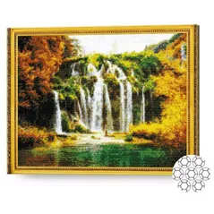 Tablou pe numere Art Gallery GA73971 Mozaic cu diamante 40x50cm Cascada tropica