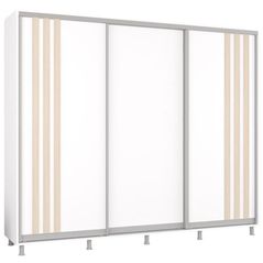 Dulap Mobildor-Lux Aron uși glisante din PAL cu lamele (270x60x210H cm) Alb Brilliant