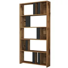 Raft de birou Trendy Lima, Nuc, Antracit 90x180x20cm, raft de carti