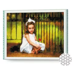 Tablou pe numere Art Gallery GA70609 Mozaic cu diamante 40x50cm Fetita in rochita alba