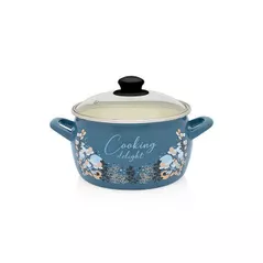 Cratiță Metalac 51688 эмалированная Blue 20cm, 4.2l, крышка стекло